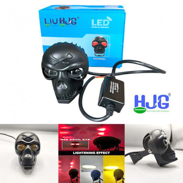 Skull Skeleton – 30 Watt – White Yellow Anti Fog Devil DRL Flasher – Spot Light – Motorcycle